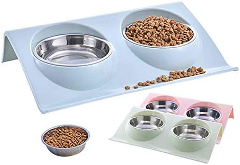 Raised Double Pet Bowl | Food & Water Feeder | Stainless Steel by The Modern Pet Company